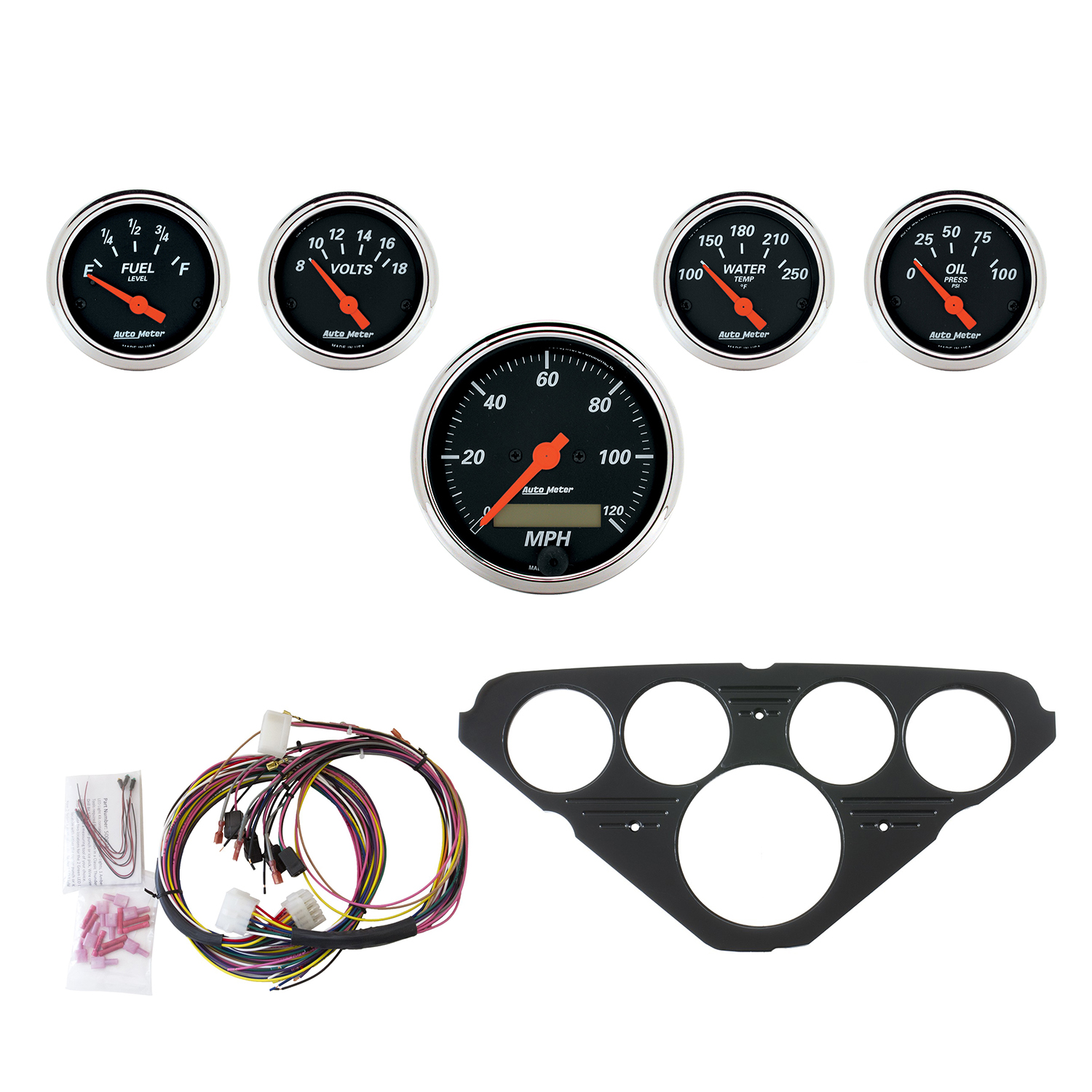 AutoMeter 5 GAUGE DIRECT-FIT DASH KIT, CHEVY TRUCK 55-59, DESIGNER BLACK